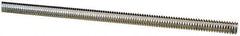 Made in USA - 1/4-20 UNC (Coarse), 6' Long, Low Carbon Steel Threaded Rod - Zinc-Plated Finish, Right Hand Thread - Apex Tool & Supply