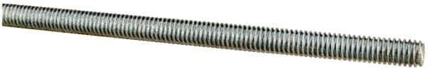 Made in USA - 5/16-18 UNC (Coarse), 6' Long, Low Carbon Steel Threaded Rod - Zinc-Plated Finish, Right Hand Thread - Apex Tool & Supply