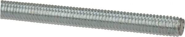 Made in USA - 3/8-16 UNC (Coarse), 6' Long, Low Carbon Steel Threaded Rod - Zinc-Plated Finish, Right Hand Thread - Apex Tool & Supply