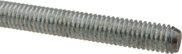 Made in USA - 7/16-14 UNC (Coarse), 6' Long, Low Carbon Steel Threaded Rod - Zinc-Plated Finish, Right Hand Thread - Apex Tool & Supply