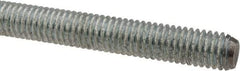 Made in USA - 7/16-14 UNC (Coarse), 6' Long, Low Carbon Steel Threaded Rod - Zinc-Plated Finish, Right Hand Thread - Apex Tool & Supply