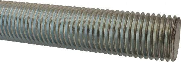 Made in USA - 1-1/4-7 UNC (Coarse), 6' Long, Low Carbon Steel Threaded Rod - Zinc-Plated Finish, Right Hand Thread - Apex Tool & Supply