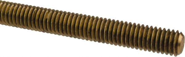 Made in USA - 3/8-16 UNC (Coarse), 6' Long, Brass Threaded Rod - Right Hand Thread - Apex Tool & Supply