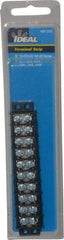 Ideal - 10 Poles, 300 Volt, 30 Amp, -40 to 266°F, Polyester Thermoplastic, Polyester Thermoplastic Multipole Terminal Block - Zinc Plated Steel, 22 to 14 AWG Compatibility, 0.41 Inch High - Apex Tool & Supply