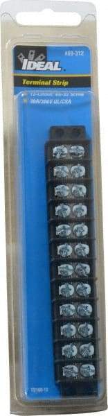 Ideal - 12 Poles, 300 Volt, 30 Amp, -40 to 266°F, Polyester Thermoplastic, Polyester Thermoplastic Multipole Terminal Block - Zinc Plated Steel, 22 to 14 AWG Compatibility, 0.41 Inch High - Apex Tool & Supply