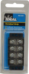 Ideal - 4 Poles, 300 Volt, 30 Amp, -40 to 266°F, Polyester Thermoplastic, Polyester Thermoplastic Multipole Terminal Block - Zinc Plated Steel, 22 to 12 AWG Compatibility, 0.56 Inch High - Apex Tool & Supply