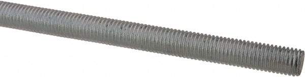 Made in USA - 1/4-28 UNF (Fine), 6' Long, Low Carbon Steel Threaded Rod - Zinc-Plated Finish, Right Hand Thread - Apex Tool & Supply