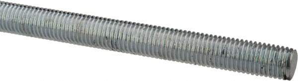 Made in USA - 5/16-24 UNF (Fine), 6' Long, Low Carbon Steel Threaded Rod - Zinc-Plated Finish, Right Hand Thread - Apex Tool & Supply
