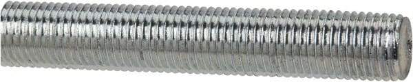 Made in USA - 3/8-24 UNF (Fine), 6' Long, Low Carbon Steel Threaded Rod - Zinc-Plated Finish, Right Hand Thread - Apex Tool & Supply