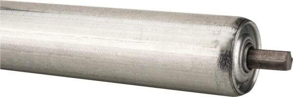 Made in USA - Replacement Conveyor Roller for 28 Inches Between Frame - 1.9 Inch Diameter, 7/16 Inch Axle, Galvanized Steel Finish, 16 Gage - Apex Tool & Supply