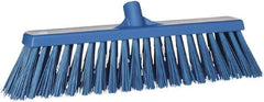 Vikan - 19" Heavy Duty Synthetic Push Broom - 4-1/2" Bristle Length, Plastic Block, European Threaded Handle Connection - Apex Tool & Supply