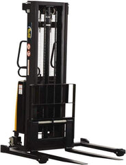 Vestil - 2,000 Lb Capacity, 118" Lift Height, Battery Powered Stacker - 2-1/8" Lowered Height, 42" Fork Length, 58" Overall Width - Apex Tool & Supply