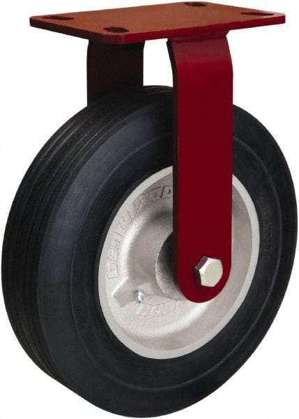 Hamilton - 10" Diam x 2-3/4" Wide, Rubber Rigid Caster - 700 Lb Capacity, Top Plate Mount, 4-1/2" x 6-1/2" Plate, Straight Roller Bearing - Apex Tool & Supply