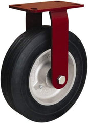 Hamilton - 10" Diam x 2-3/4" Wide, Rubber Rigid Caster - 700 Lb Capacity, Top Plate Mount, 4-1/2" x 6-1/2" Plate, Straight Roller Bearing - Apex Tool & Supply