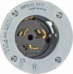 Hubbell Wiring Device-Kellems - 250 VAC, 50 Amp, Self Grounding Inlet - 3 Poles, 4 Wire, Male End, Metallic - Apex Tool & Supply