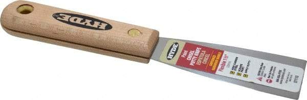 Hyde Tools - 1-1/2" Wide Steel Putty Knife - Flexible, Hardwood Handle, 7-3/4" OAL - Apex Tool & Supply