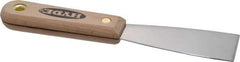 Hyde Tools - 1-1/2" Wide Stainless Steel Putty Knife - Stiff, Hardwood Handle, 7-3/4" OAL - Apex Tool & Supply