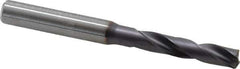 Kennametal - 6.5mm 180° Spiral Flute Solid Carbide Screw Machine Drill Bit - Right Hand Cut, 34mm Flute Length, 79mm OAL, Flat-Bottom Point, Straight Shank, Through Coolant - Apex Tool & Supply