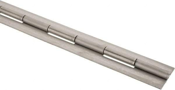 Made in USA - 48" Long x 2" Wide, 2" Knuckle, Stainless Steel Continuous Hinge - 1/4" Pin Diam, 0.12" Thick without Holes - Apex Tool & Supply