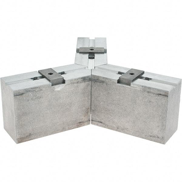 Abbott Workholding Products - Tongue & Groove Attachment, Square Soft Lathe Chuck Jaw - 3 Jaws, Aluminum, 2-1/8" Btw Mount Hole Ctrs, 6-1/2" Long x 2-1/2" Wide x 4" High, 0.4724" Groove, 0.4724" & 12mm Fastener - Apex Tool & Supply