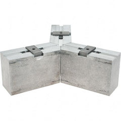 Abbott Workholding Products - Tongue & Groove Attachment, Square Soft Lathe Chuck Jaw - 3 Jaws, Aluminum, 2-1/8" Btw Mount Hole Ctrs, 6-1/2" Long x 2-1/2" Wide x 4" High, 0.4724" Groove, 0.4724" & 12mm Fastener - Apex Tool & Supply