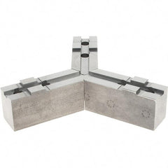 Abbott Workholding Products - Tongue & Groove Attachment, Square Soft Lathe Chuck Jaw - 3 Jaws, Steel, 1.5748" Btw Mount Hole Ctrs, 4-1/2" Long x 1-1/2" Wide x 2" High, 0.4724" Groove, 0.4724" & 12mm Fastener - Apex Tool & Supply