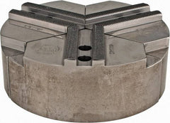 Abbott Workholding Products - 1.5mm x 60° Serrated Attachment, Round Soft Lathe Chuck Jaw - 3 Jaws, Steel, 0.7874" Btw Mount Hole Ctrs, 6" Wide x 2" High, 0.4724" Groove, 0.3937" & 10mm Fastener - Apex Tool & Supply