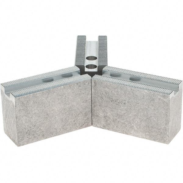 Abbott Workholding Products - 1.5mm x 60° Serrated Attachment, Square Soft Lathe Chuck Jaw - 3 Jaws, Aluminum, 0.7874" Btw Mount Hole Ctrs, 3" Long x 1-1/4" Wide x 2" High, 0.4724" Groove, 0.3937" & 10mm Fastener - Apex Tool & Supply