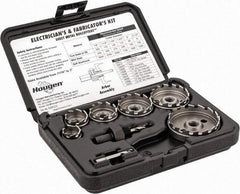 Hougen - 11 Piece, 7/8 to 2-1/2" Cutter Diam, 1/8" Cutting Depth, High Speed Steel Annular Cutter Set - Bright Finish, 3/8" Shank Diam, 7/8, 1-1/8, 1-3/8, 1-3/4, 2, 2-1/2" Cutter Diams, 3 Flats on Shank - Apex Tool & Supply