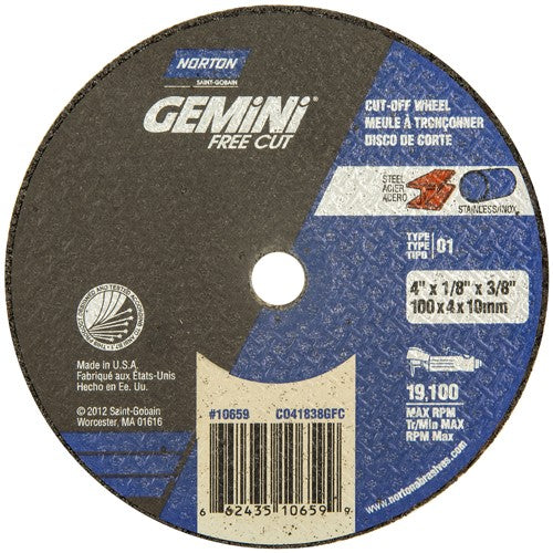 4″ × 1/8″ × 3/8″ Gemini Small Diameter Cut-Off Wheel Aluminum Oxide - Apex Tool & Supply