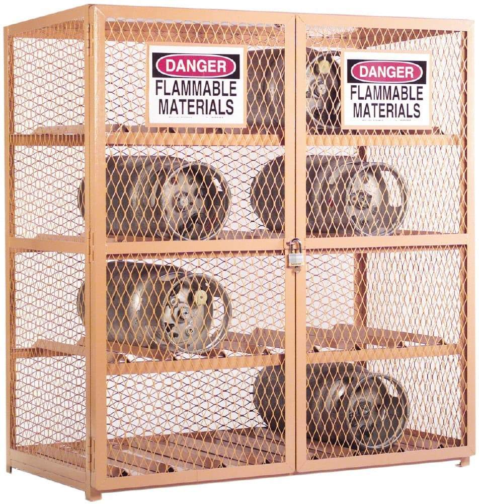 Durham - 3 Shelf Gas Cylinder Storage Cabinet - Steel, 60" Wide x 30" Deep x 71-3/4" High - Apex Tool & Supply