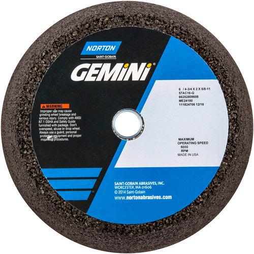 ‎6″ / 4-3/4″ × 2″ × 5/8″-11-Gemini Snagging Wheel Type 11-Flaring Cup 16 Grit Aluminum Oxide - Apex Tool & Supply