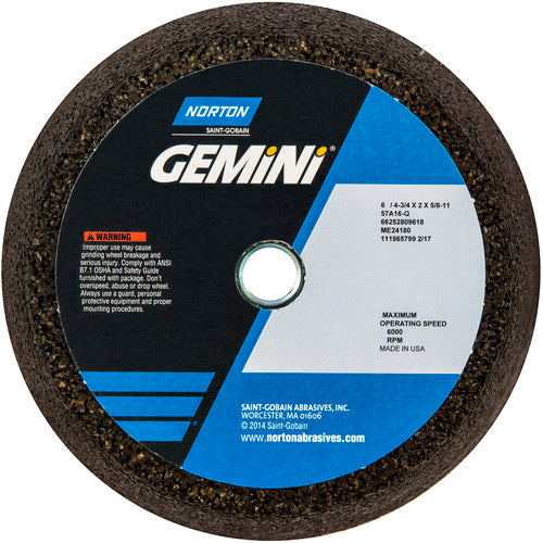 ‎6″ / 4-3/4″ × 2″ × 5/8″-11-Gemini Snagging Wheel Type 11-Flaring Cup 16 Grit Aluminum Oxide - Apex Tool & Supply