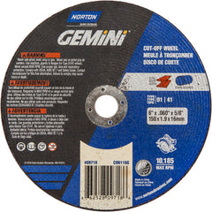 150 mm × 1.6 mm × 5/8″ Gemini Circular Saw Cut-Off Wheel U57A 36 Q Type 01/41 - Apex Tool & Supply
