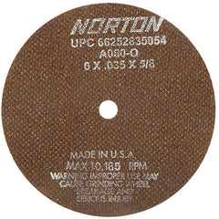 6″ × 0.035″ × 5/8″ Toolroom Cut-Off Wheel Type 01 Straight 60 Grit Aluminum Oxide - Apex Tool & Supply