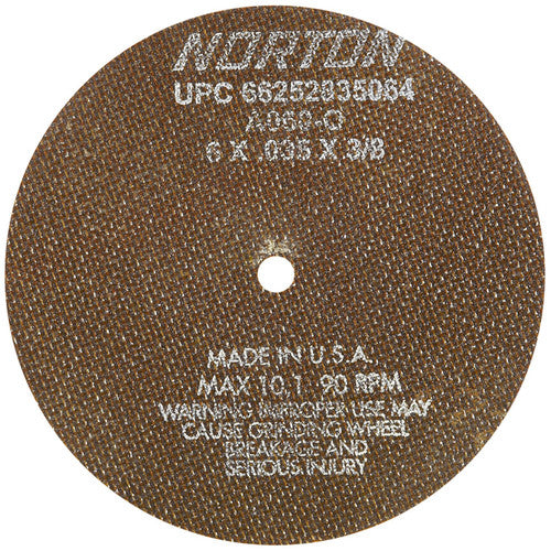 6″ × 0.035″ × 3/8″ Toolroom Cut-Off Wheel Type 01 Straight Aluminum Oxide - Apex Tool & Supply