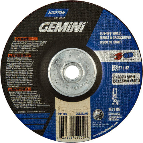 ‎6″ × 3/32″ × 5/8″-11 Gemini Non-Woven Depressed Center Wheel Type 27 24 Grit - Apex Tool & Supply
