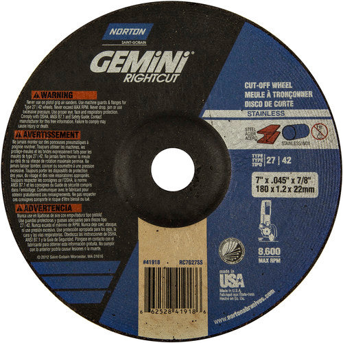 7″ × 0.045″ × 7/8″ Gemini Non-Woven Depressed Center Wheel Type 27 24 Grit - Apex Tool & Supply