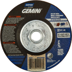 ‎4-1/2 × 3/32 × 5/8 - 11″ Gemini INOX/SS Cutting Wheel A 30 Q BDA Type 27/42 - Apex Tool & Supply