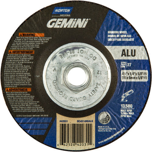 ‎4-1/2″ × 1/4″ × 5/8″ Gemini Non-Woven Depressed Center Wheel Type 27 - Apex Tool & Supply