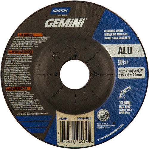 ‎4-1/2″ × 1/4″ × 7/8″ Gemini Non-Woven Depressed Center Wheel Type 27 - Apex Tool & Supply