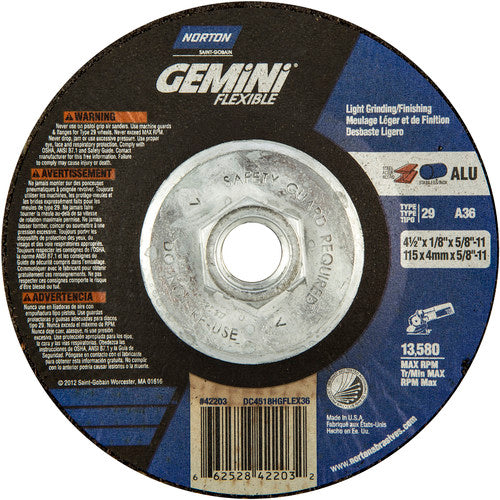 ‎4-1/2″ × 1/8″ × 5/8″-11 Charger Non-Woven Depressed Center Wheel Ty 29 36 Grit - Apex Tool & Supply