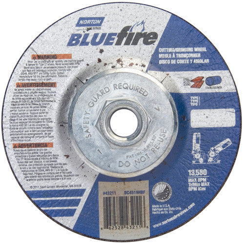 ‎4-1/2 × 1/8 × 5/8 - 11″ BlueFire Grinding Wheel ZA 30 U Type 27 - Apex Tool & Supply