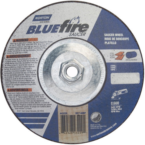 7″ × 1/4″ × 5/8″ BlueFire Non-Woven Depressed Center Wheel Type 28 Saucer - Apex Tool & Supply