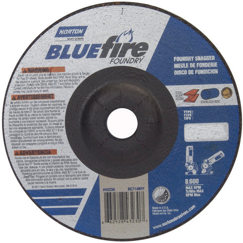7″ × 1/4″ × 7/8″ BlueFire Non-Woven Depressed Center Wheel Type 27 Zirconia Alumina / Aluminum Oxide - Apex Tool & Supply