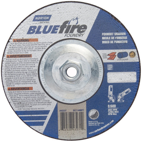 7″ × 1/4″ × 5/8″ BlueFire Non-Woven Depressed Center Wheel Type 27 Zirconia Alumina / Aluminum Oxide - Apex Tool & Supply