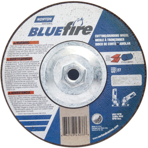 ‎7 × 1/8 × 5/8 - 11″ BlueFire Grinding Wheel ZA 30 U Type 27 - Apex Tool & Supply