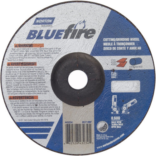7 × 1/8 × 7/8″ BlueFire Grinding Wheel ZA 30 U Type 27 - Apex Tool & Supply