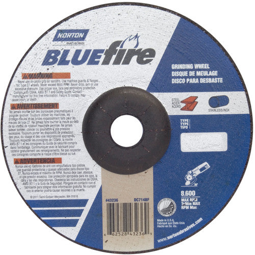 7 × 1/4 × 7/8″ BlueFire Grinding Wheel ZA 24 S Type 27 - Apex Tool & Supply