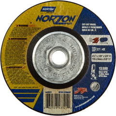 ‎4-1/2″ × 1/8″ × 5/8″-11 NorZon Plus Non-Woven Depressed Center Wheel Type 27 - Apex Tool & Supply